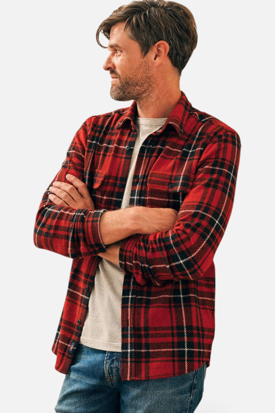 Faherty Legend™ Sweater Shirt in Homeward Bound Plaid – front view