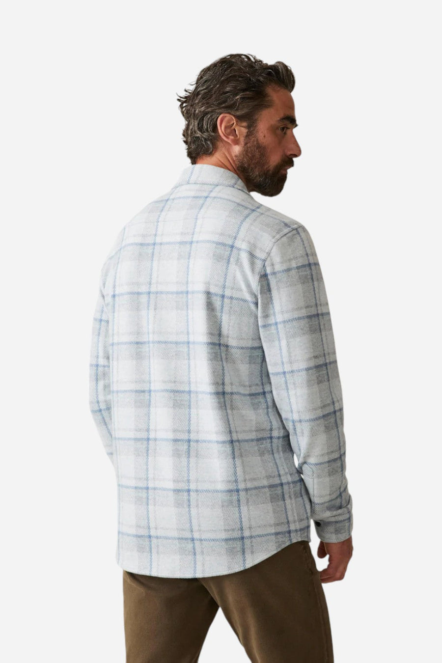 Faherty Legend Sweater Shirt Maine Sky Plaid – side view