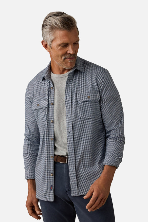 Faherty Legend Sweater Shirt in Navy Cream Pincheck