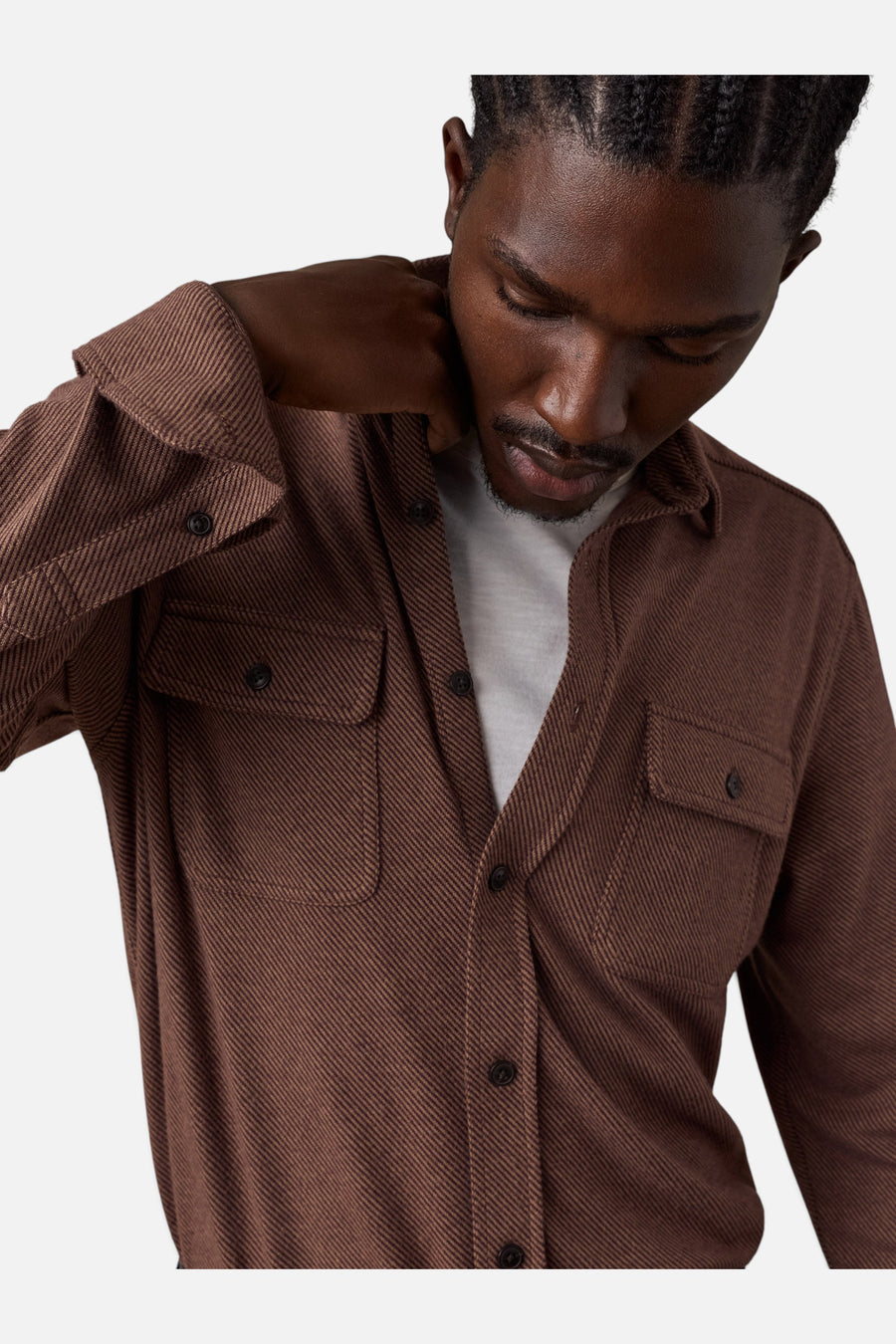 Faherty Legend Sweater Shirt in Redwood Coast Twill – detail