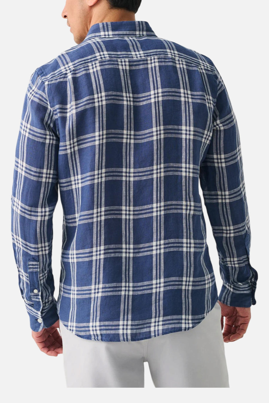Faherty Linen Laguna Shirt in Jetty Plaid – on model