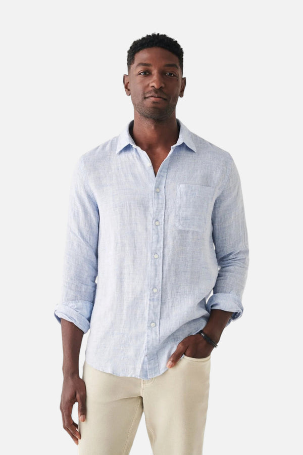 Faherty Linen Laguna Shirt in Light Blue Melange