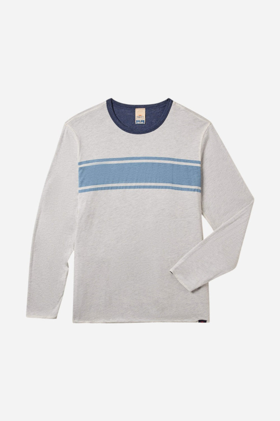 Faherty Long Sleeve Cloud Reversible Crew in Ivory Heather – flat lay