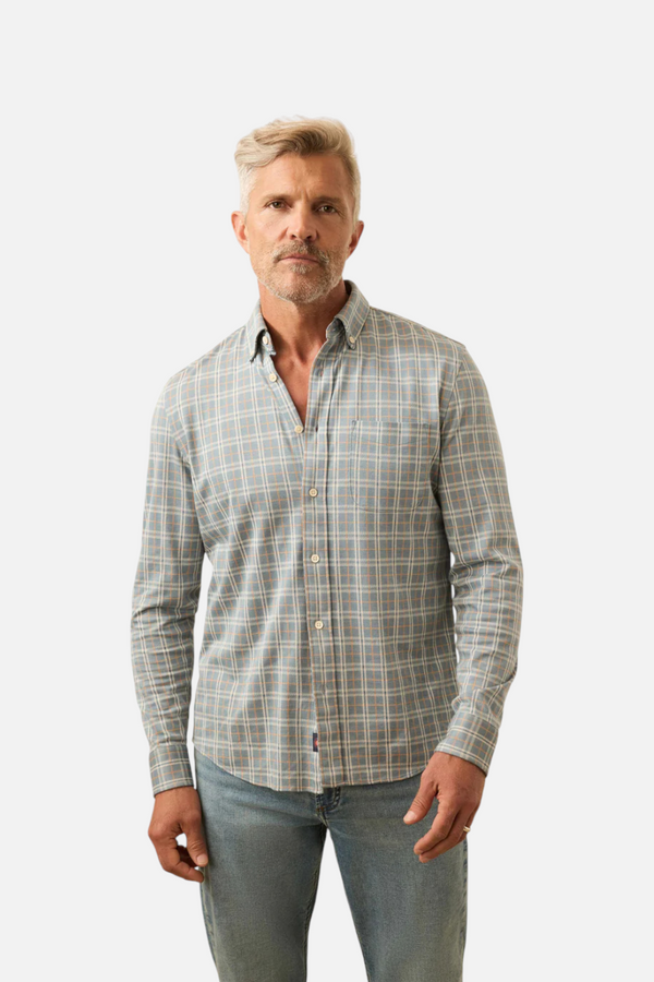 Faherty Men's Coastline Knit Shirt in Autumn Storm Plaid