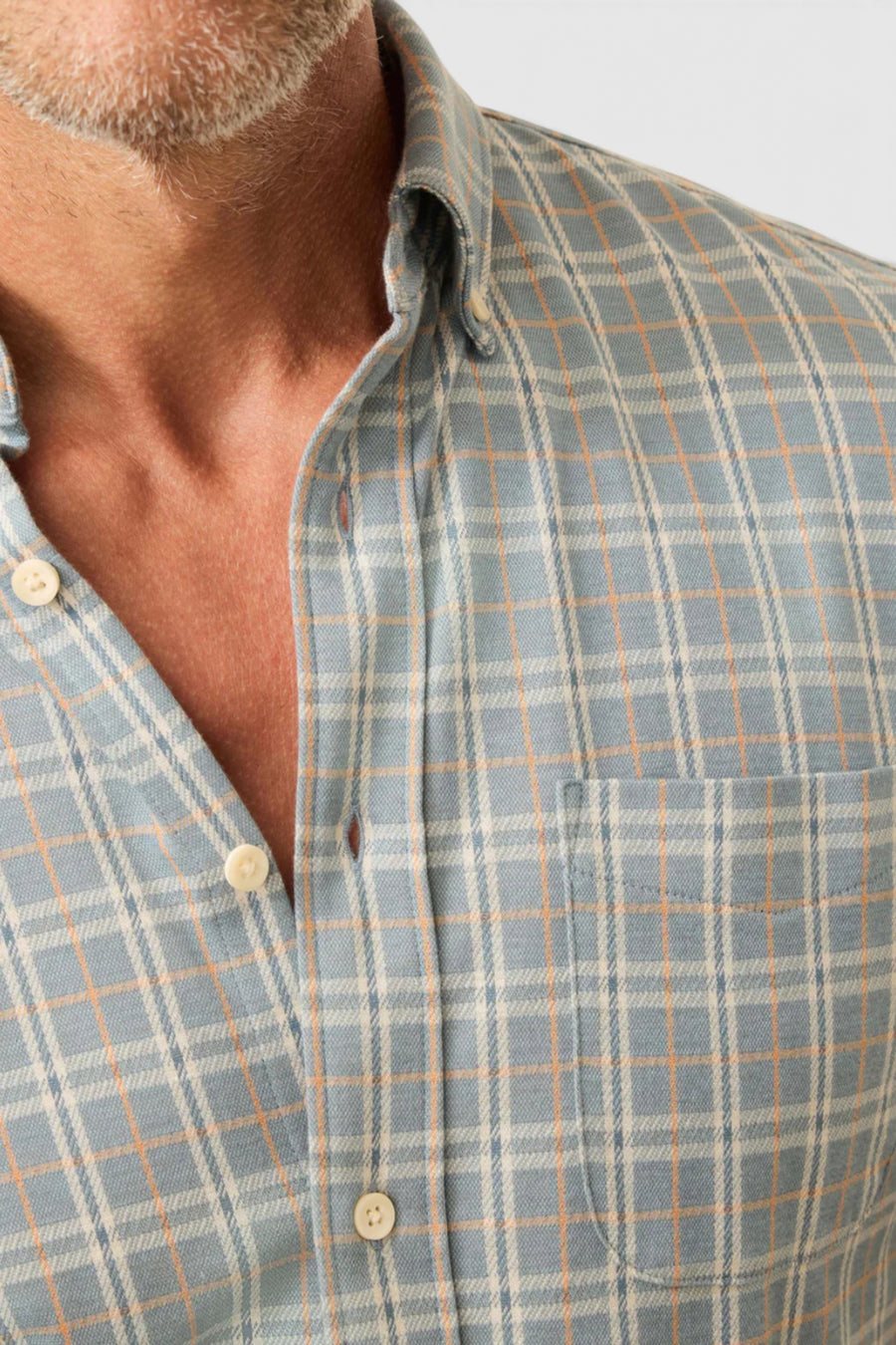 Faherty Men's Coastline Knit Shirt in Autumn Storm Plaid – side view