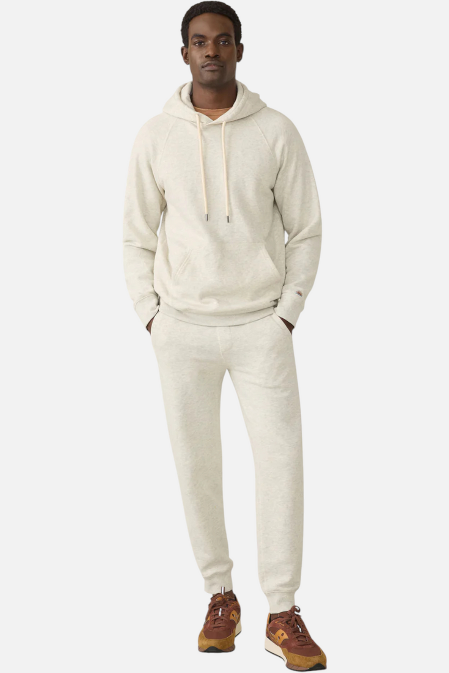 Faherty Men's High Standard Fleece Hoodie in Antique Ivory Heather – alternate