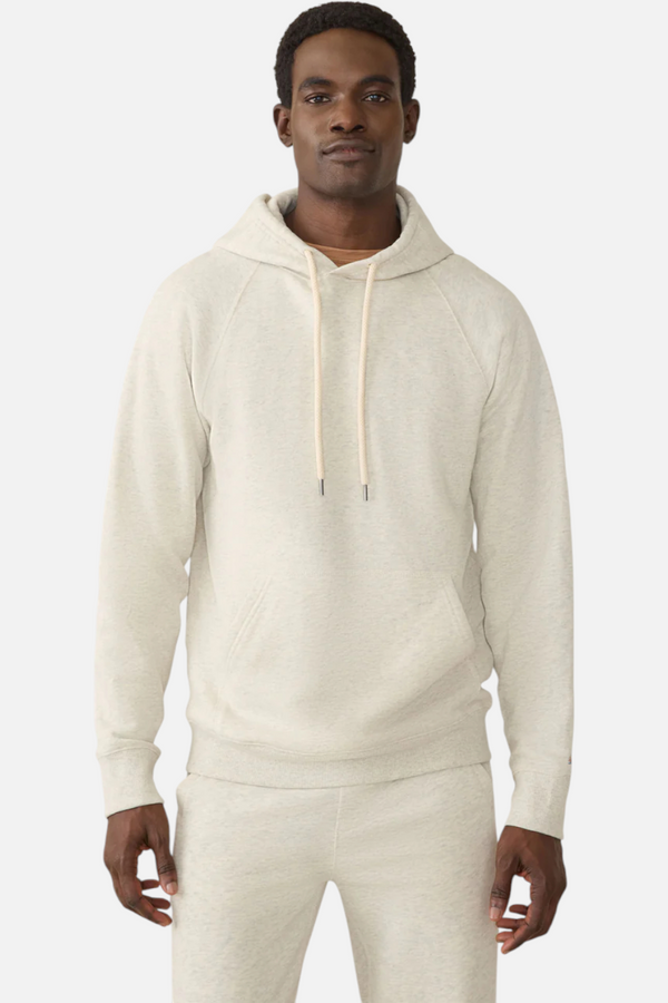 Faherty Men's High Standard Fleece Hoodie in Antique Ivory Heather
