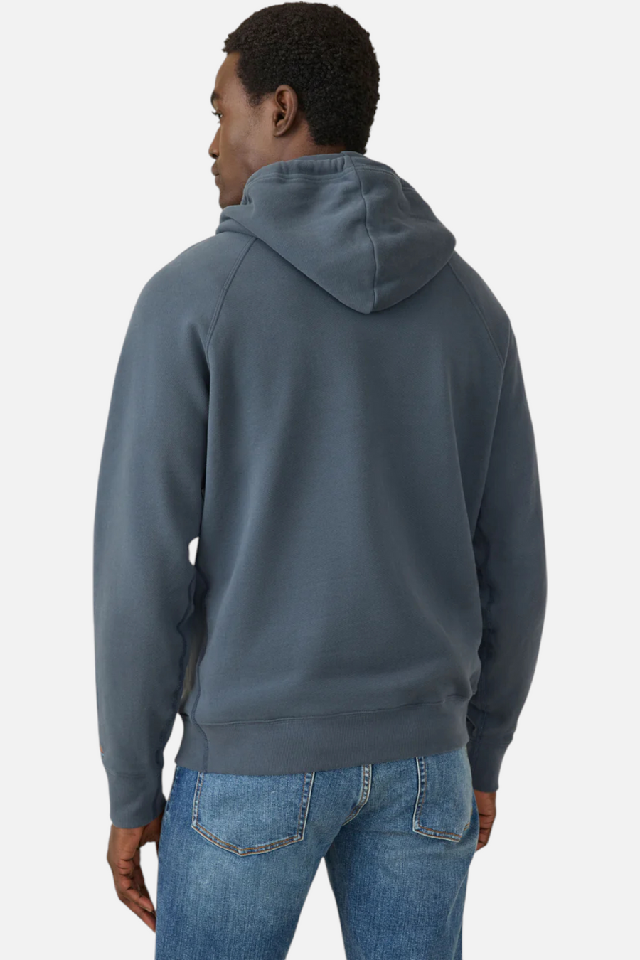 Faherty Men's High Standard Fleece Hoodie in Blue Nights – back view