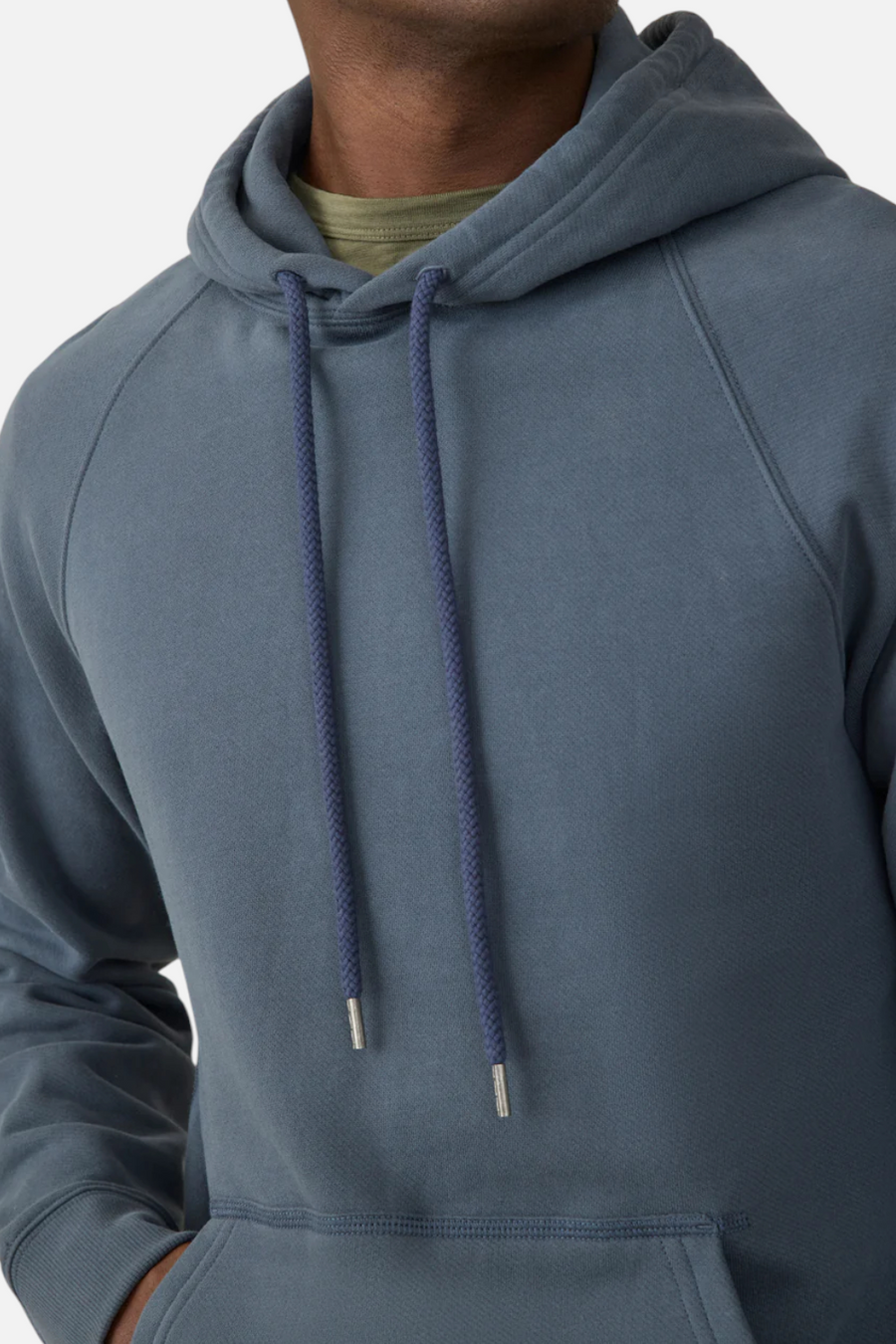 Faherty Men's High Standard Fleece Hoodie in Blue Nights – side view
