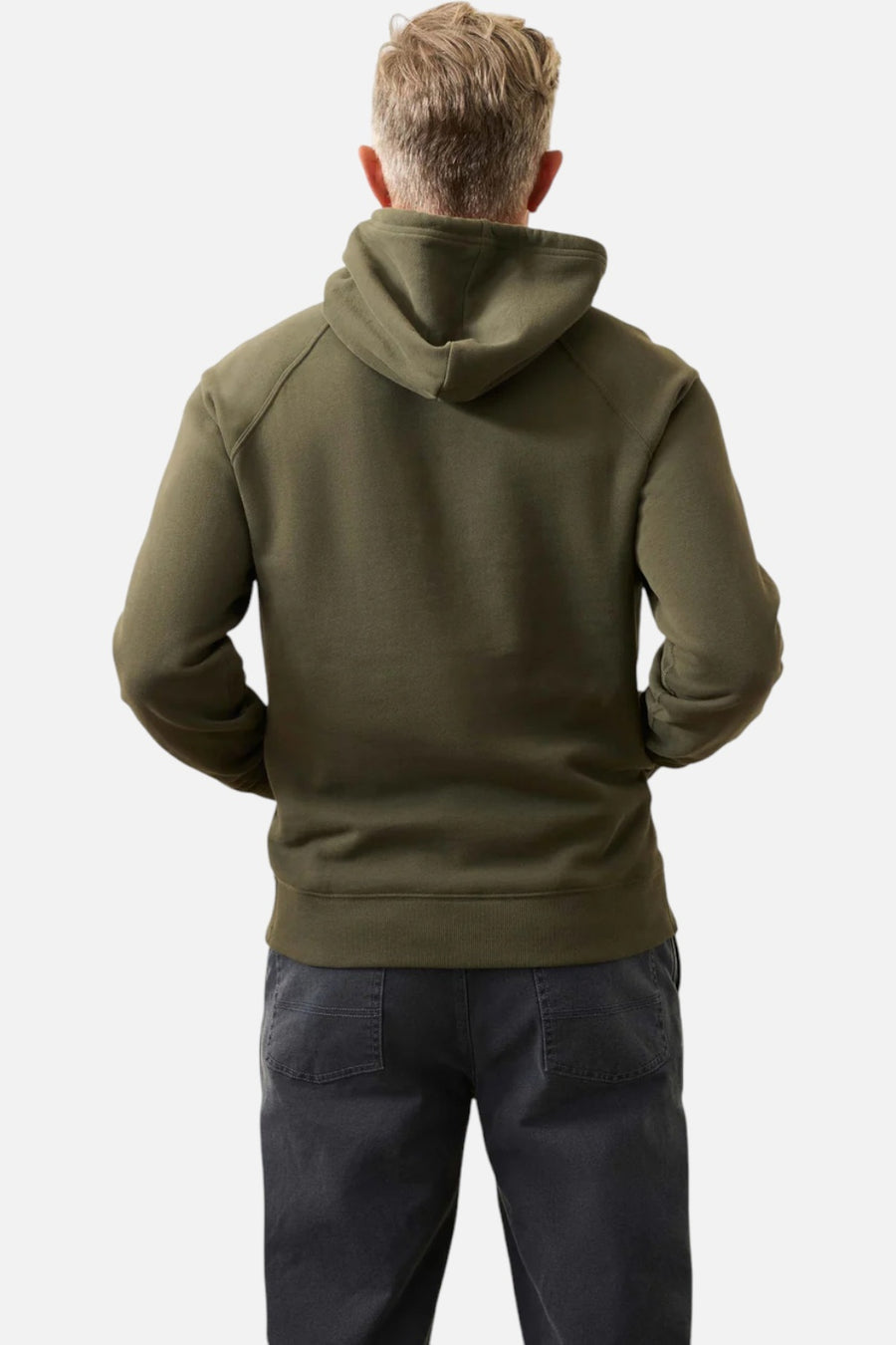 Faherty Men's High Standard Fleece Hoodie in Fall Evergreen – on model