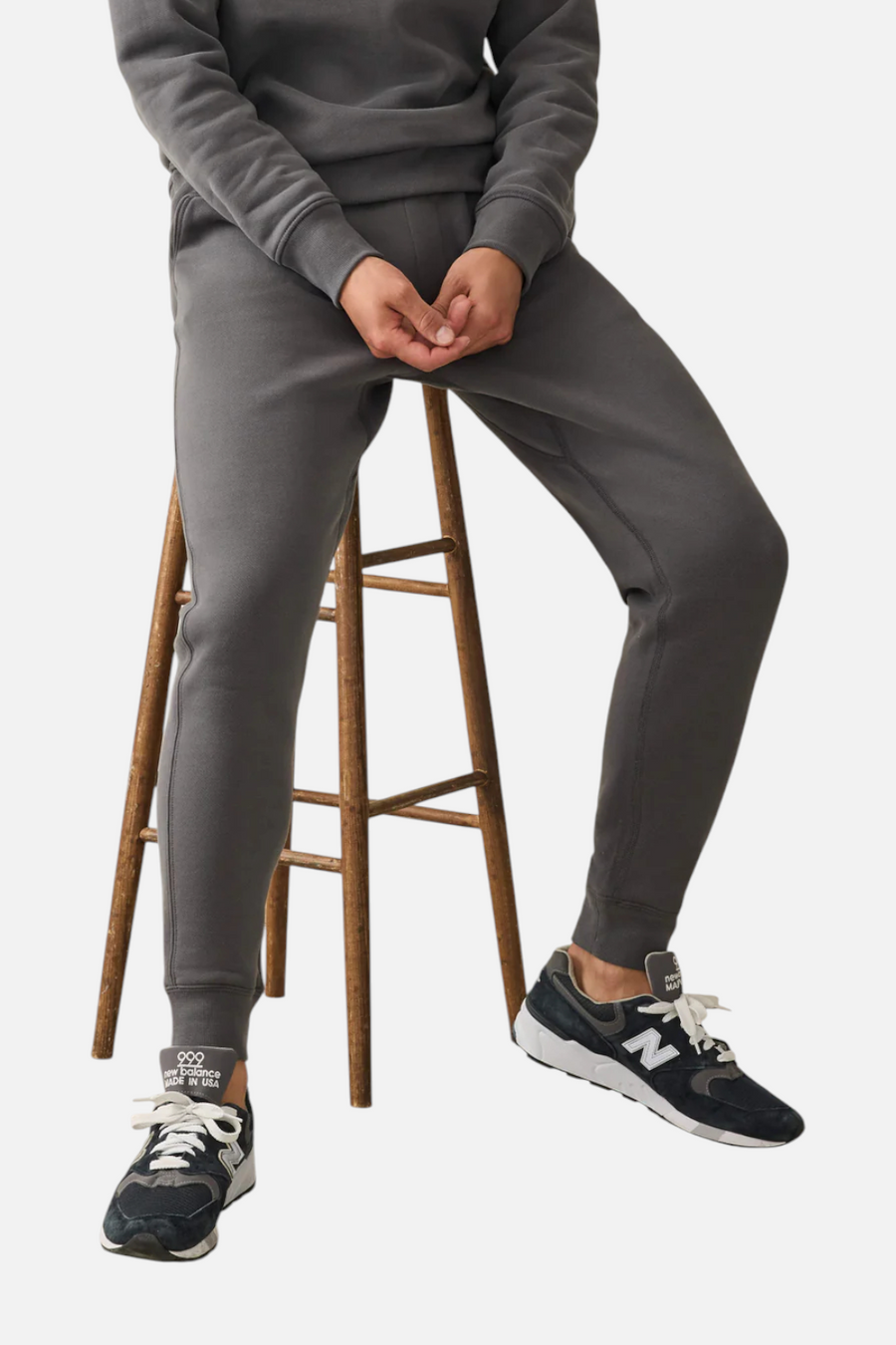 Faherty Men's High Standard Fleece Sweatpant in Mountain Black – front view