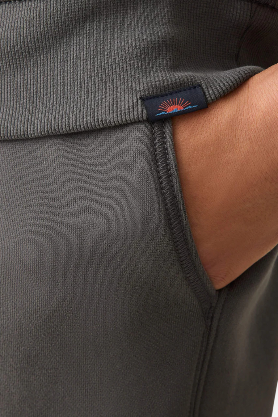 Faherty Men's High Standard Fleece Sweatpant in Mountain Black – side view