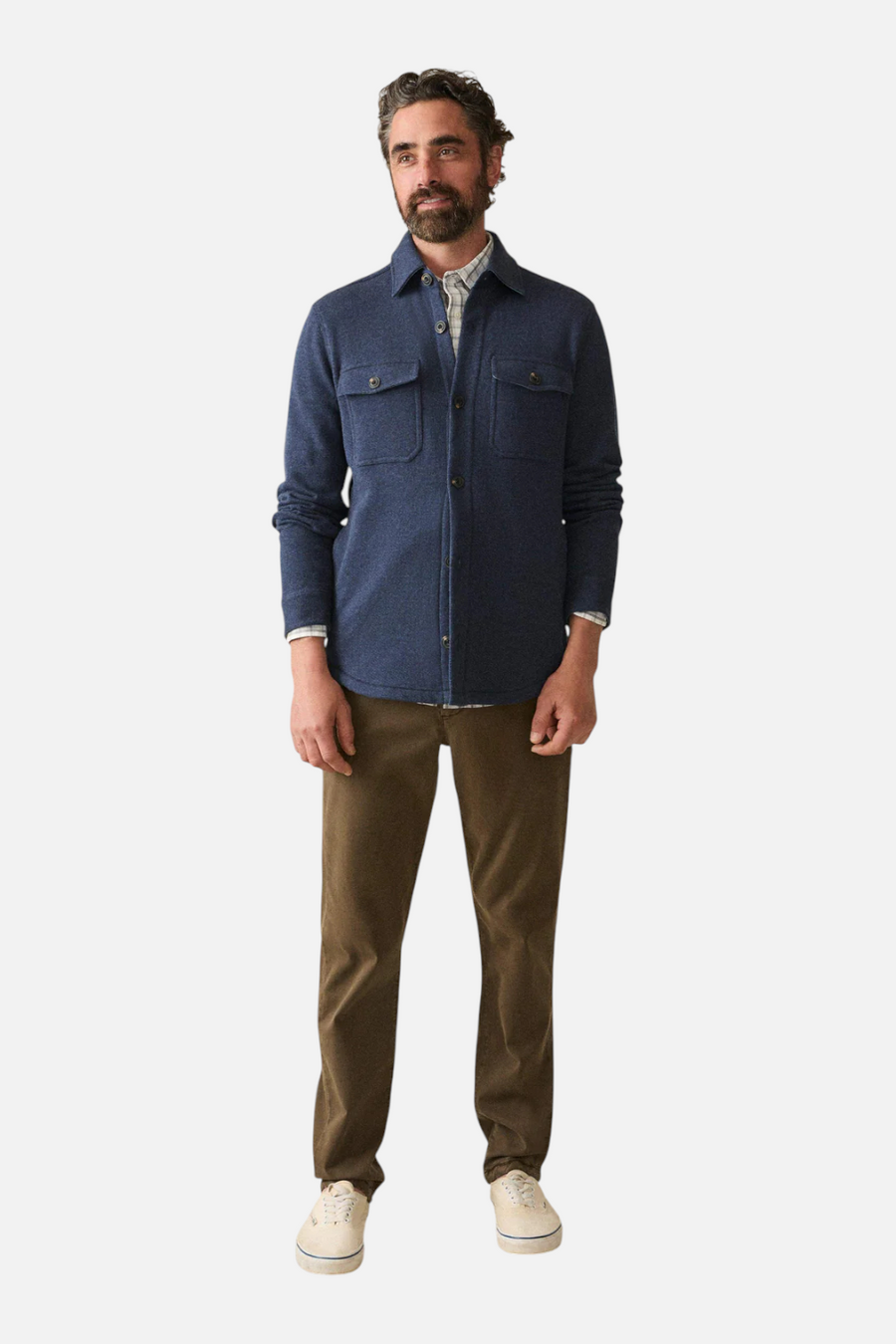 Faherty Men's Inlet Knit CPO in Hendricks Indigo Wash – side view