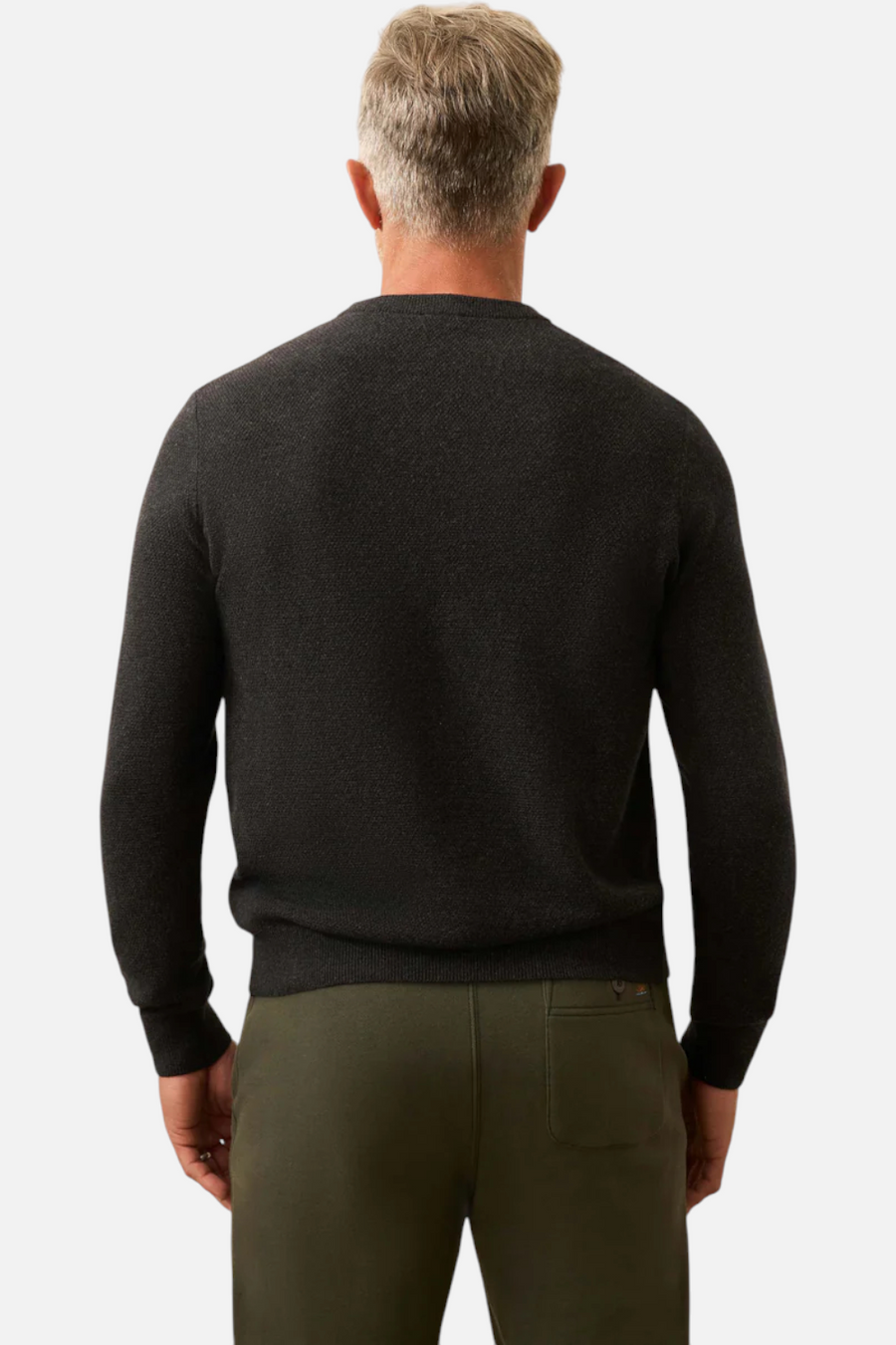 Faherty Men's Jackson Crew Sweater in Wolf Black Heather – side view
