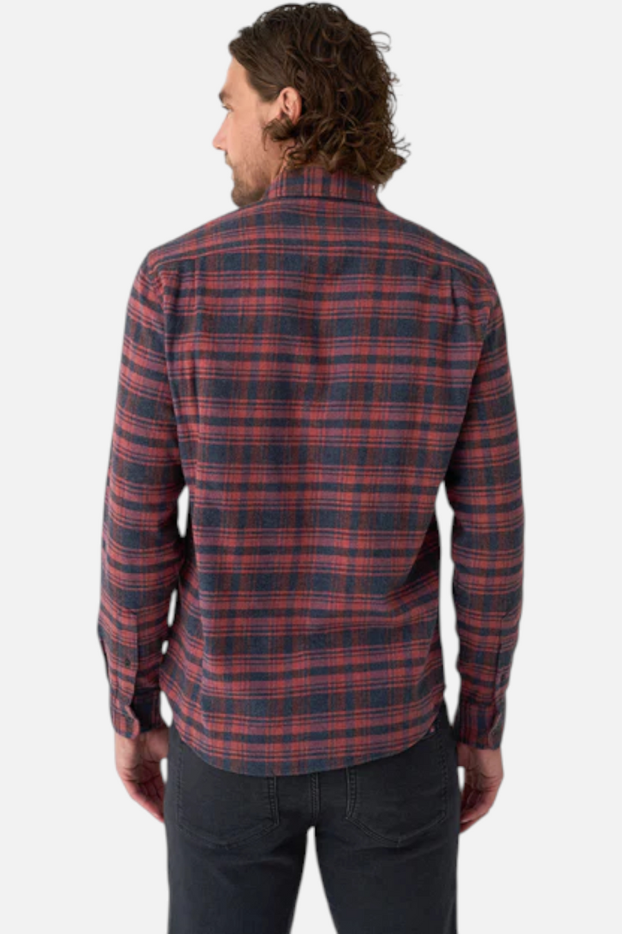 Faherty Men's Nazare Flannel in Porto Covo Plaid – back view