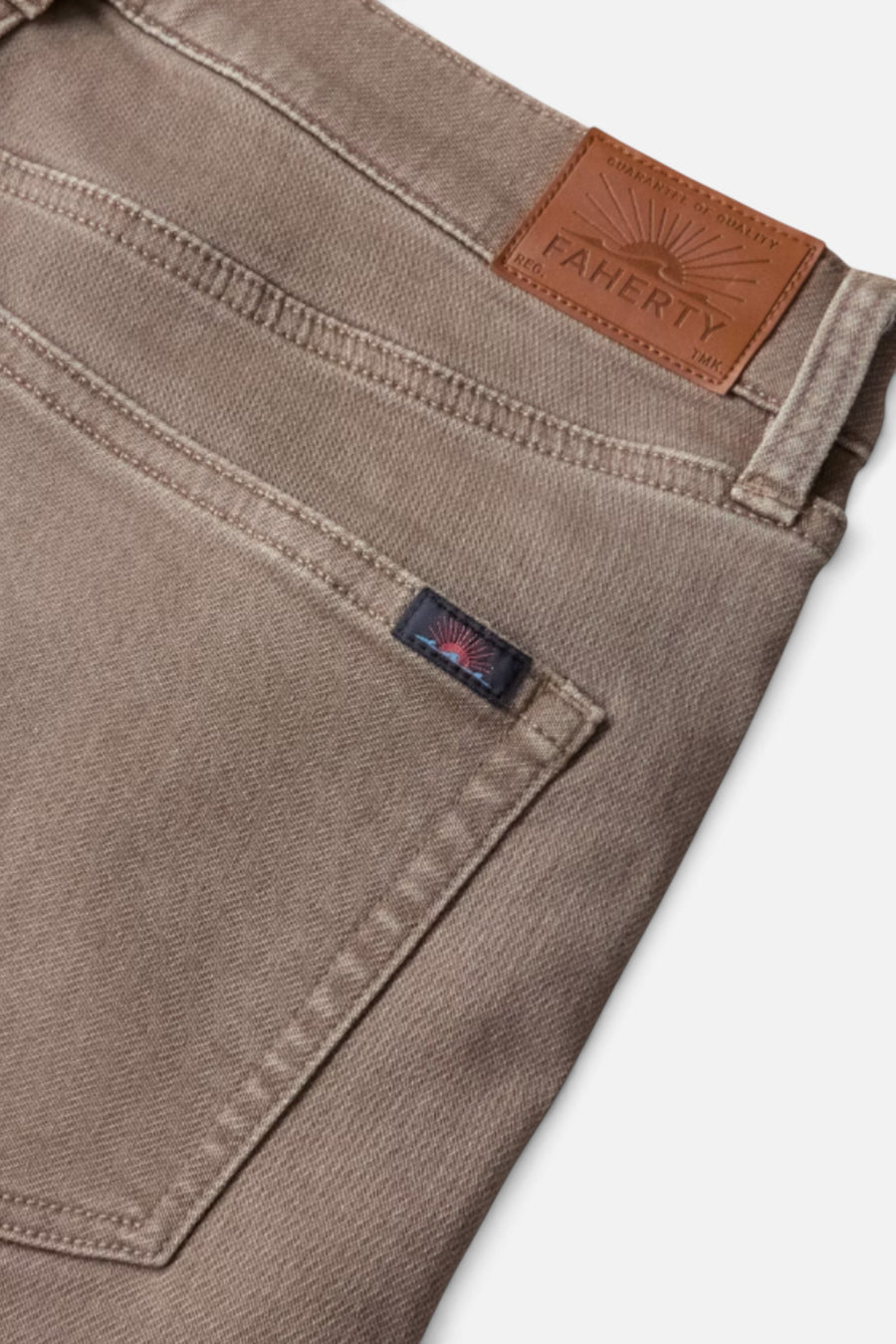 Faherty Men's Stretch Terry 5-Pocket Pant in Dark Rye – side view