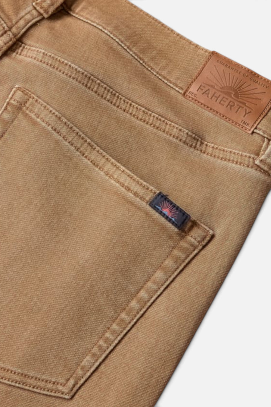 Faherty Men's Stretch Terry 5 Pocket Pant in Elk Brown – back view