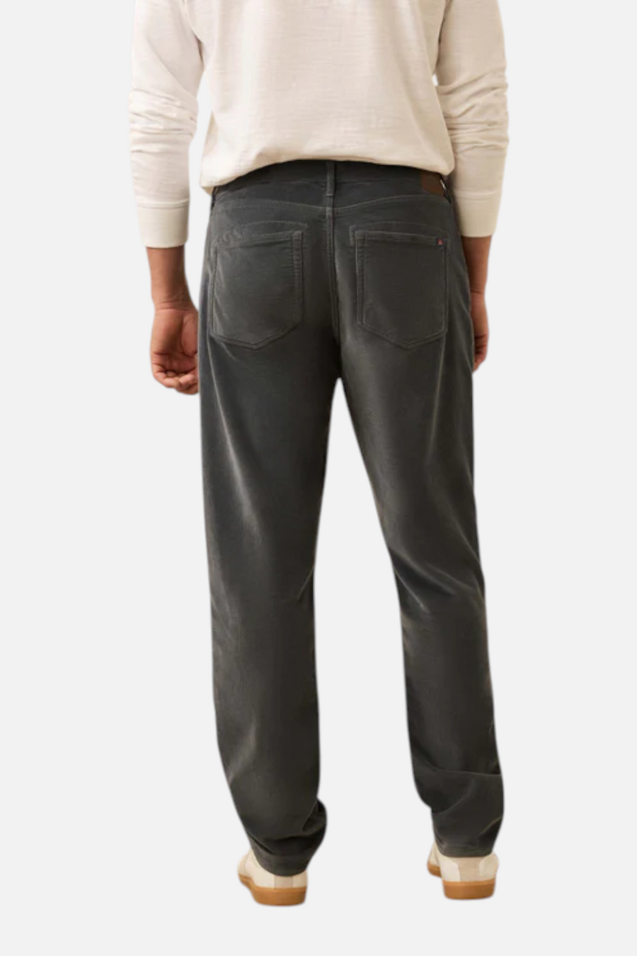 Faherty Men's Stretch Terry Corduroy 5-Pocket Pant in Steel River – back view