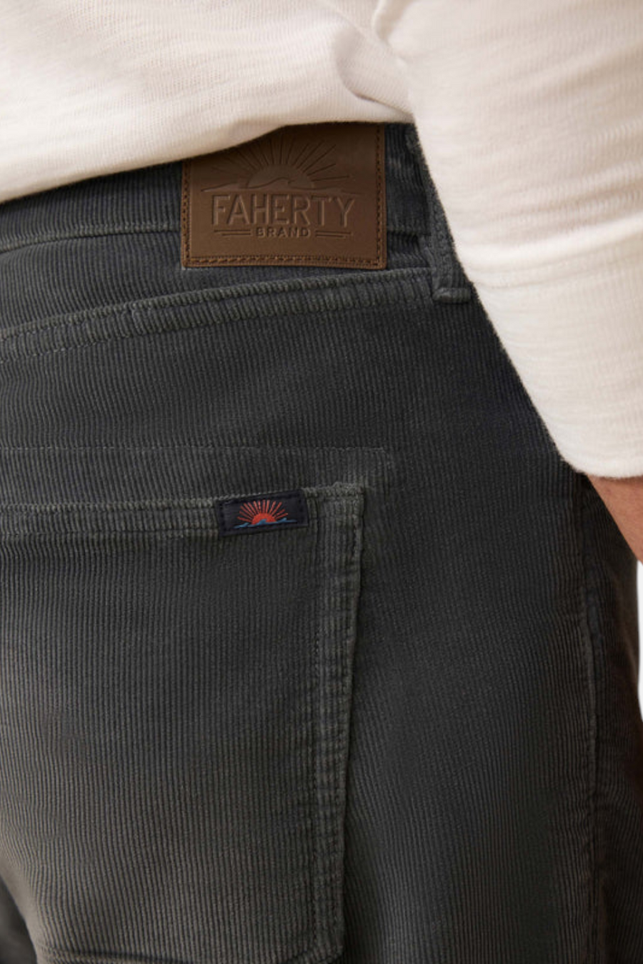Faherty Men's Stretch Terry Corduroy 5-Pocket Pant in Steel River – side view