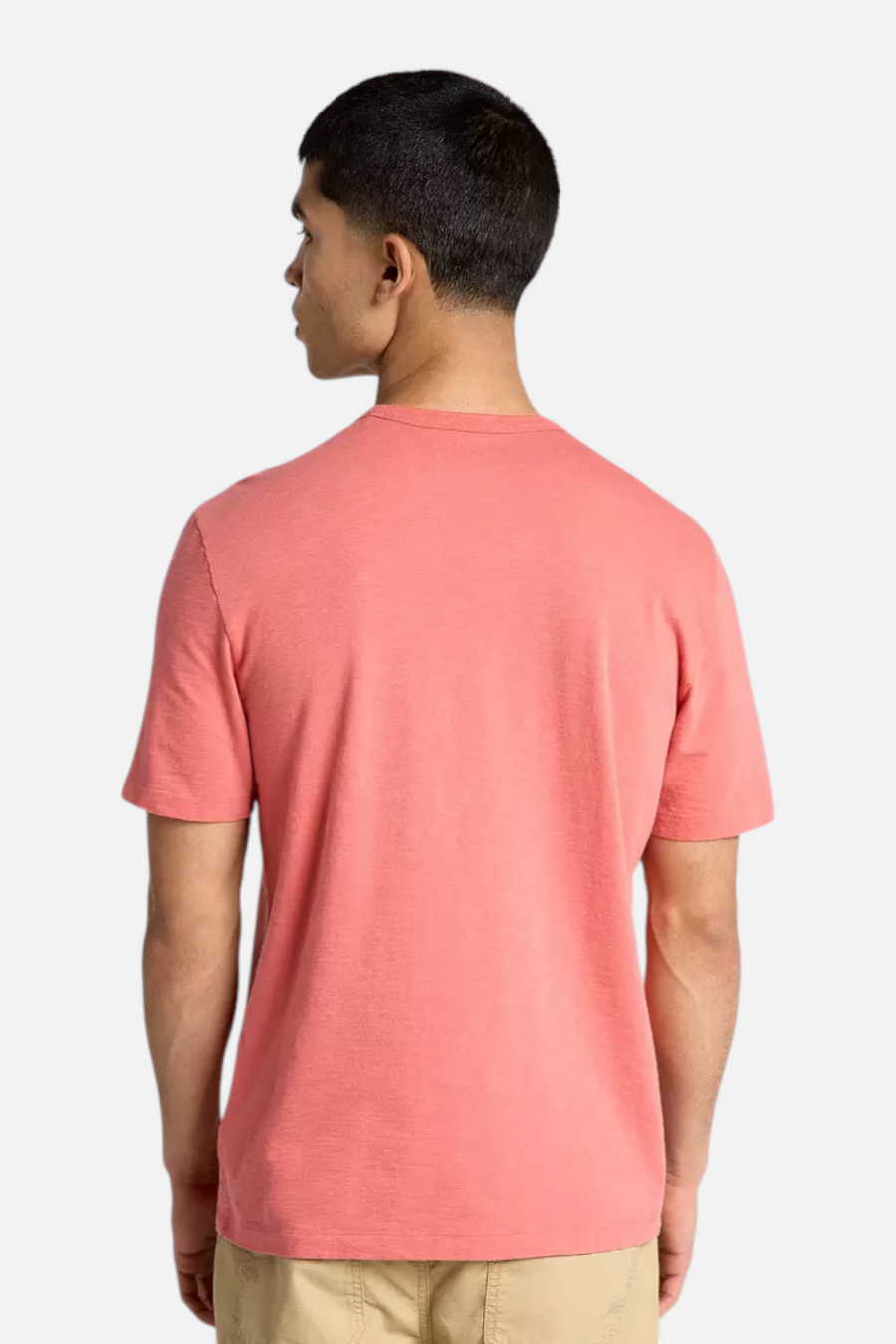 Faherty Men's Sunwashed Pocket Tee in Coral Red – side view