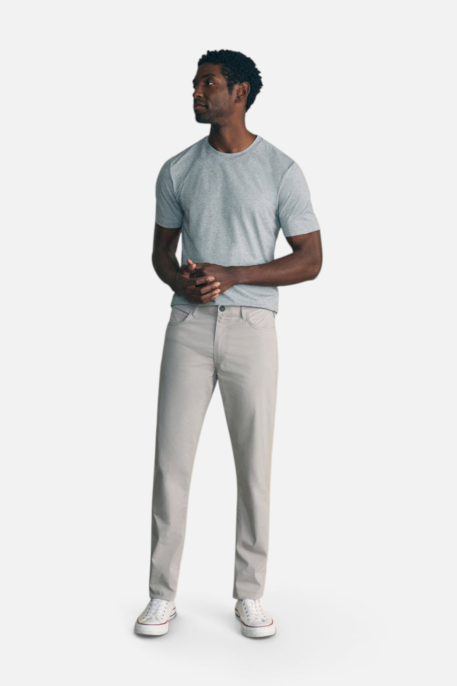 Faherty Movement 5-Pocket Pant in Fossil – side view