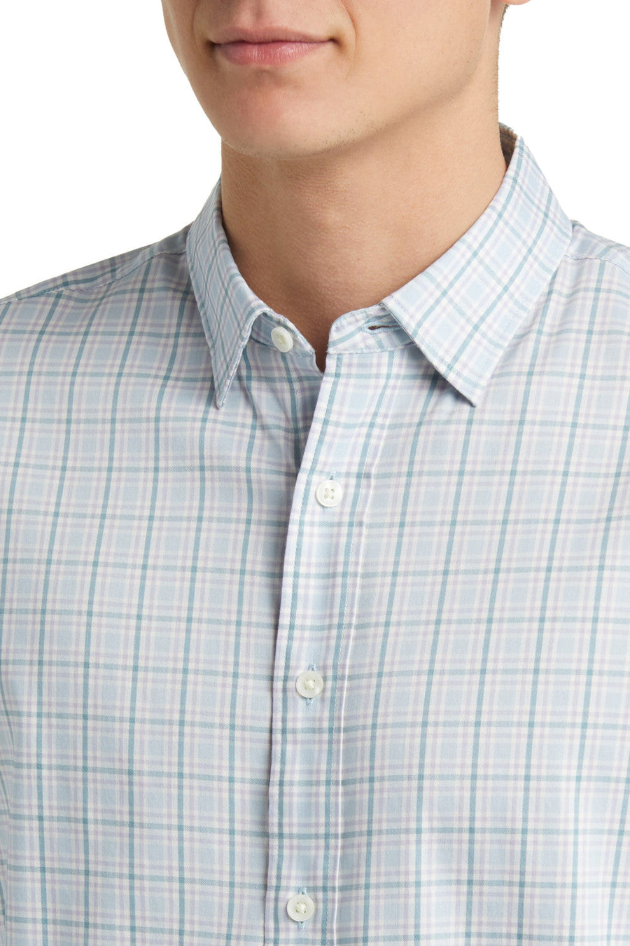 Faherty Movement Button-Up Shirt in Seaside Way Plaid – back view