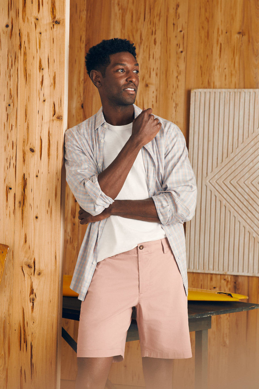 Faherty Movement Chino Short 8" in Spring Quartz – back view