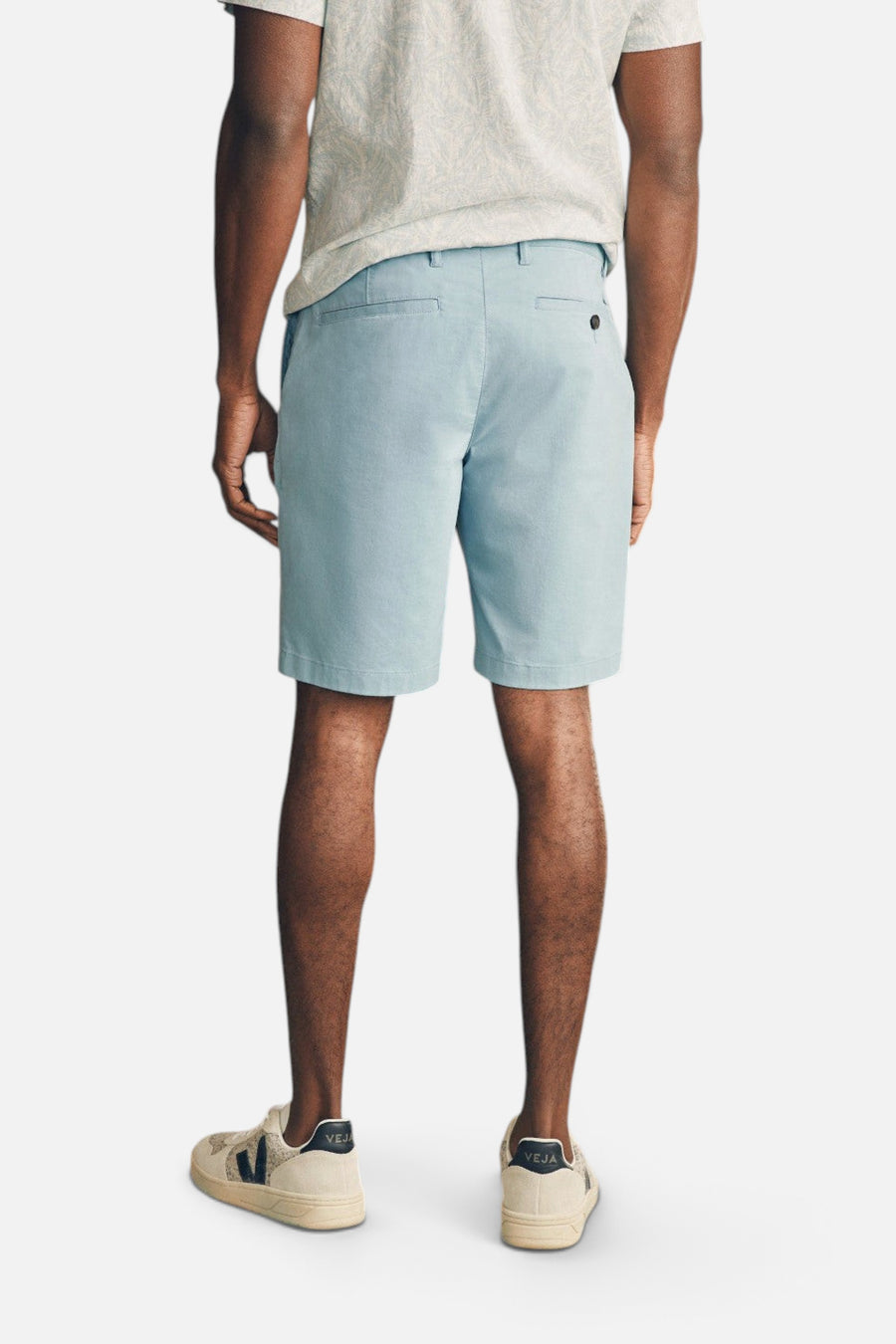 Faherty Movement Chino Short 8" in Steel Blue – flat lay