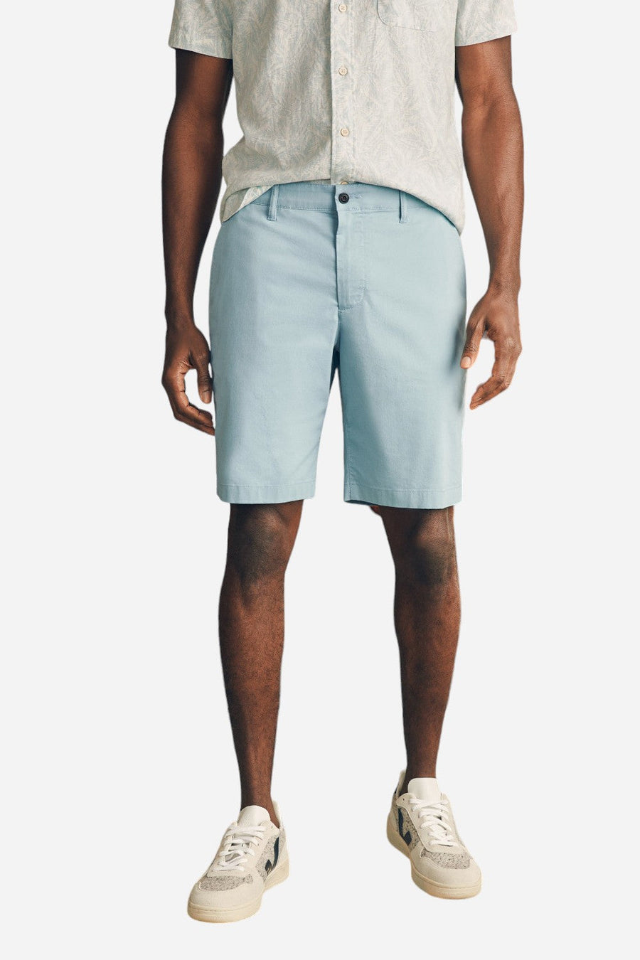 Faherty Movement Chino Short 8" in Steel Blue – front view