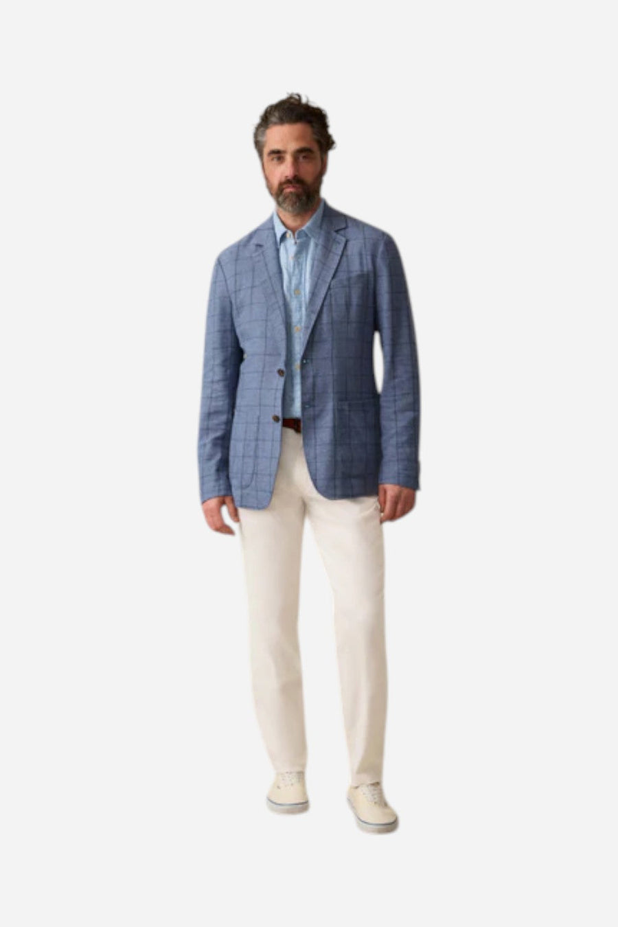 Faherty Movement Linen 5-Pocket Pant in Dorset Sand – flat lay