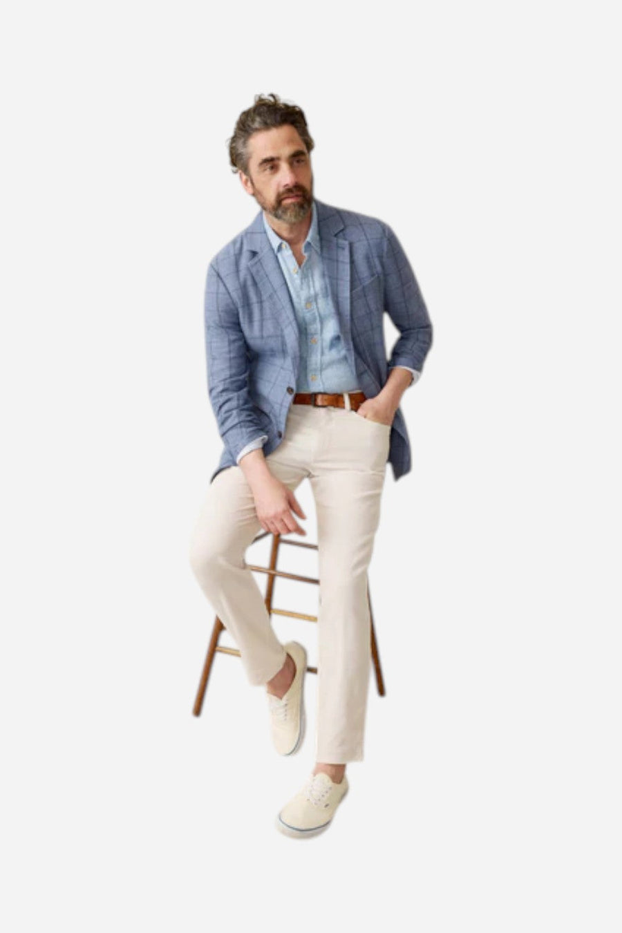 Faherty Movement Linen 5-Pocket Pant in Dorset Sand – side view