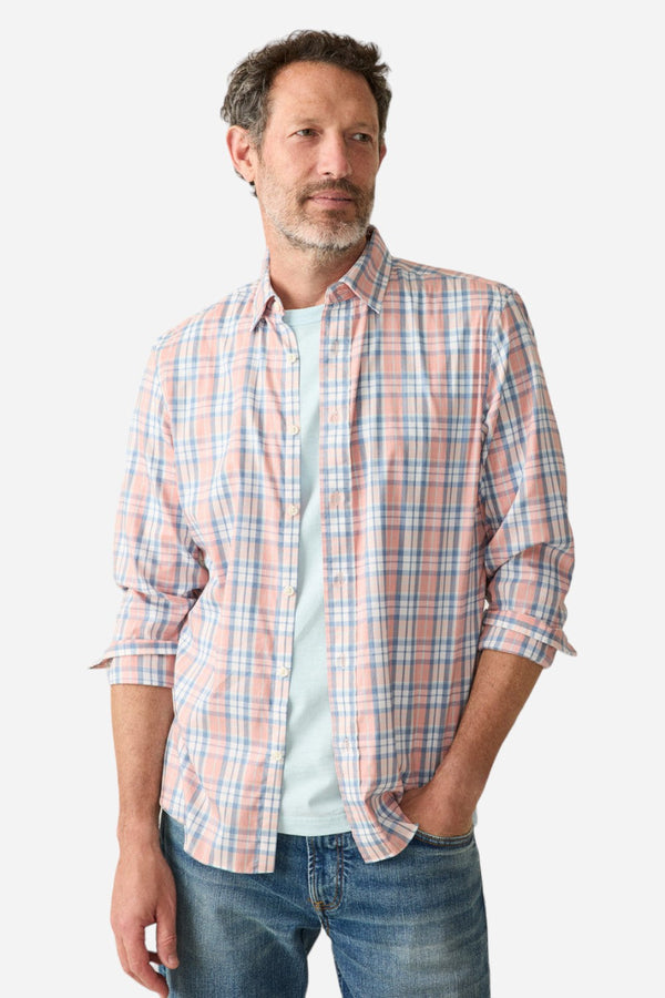 Faherty Movement Shirt in Ocean Coral Plaid