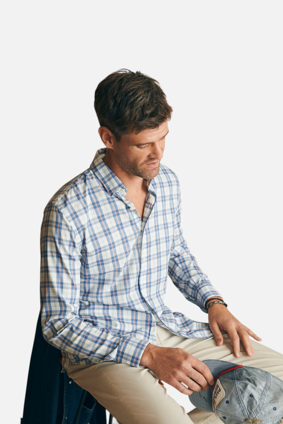 Faherty Movement Shirt in Spring Valley Plaid – back view