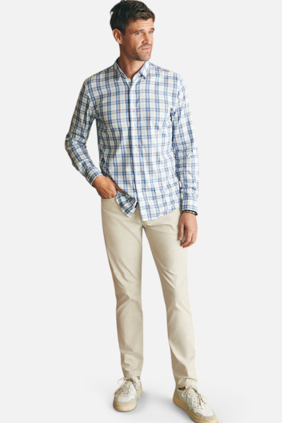 Faherty Movement Shirt in Spring Valley Plaid – detail