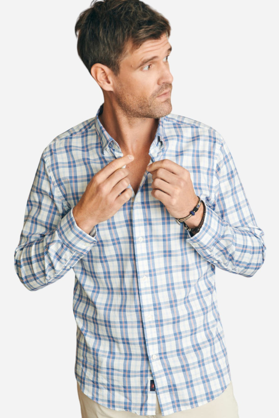 Faherty Movement Shirt in Spring Valley Plaid – front view