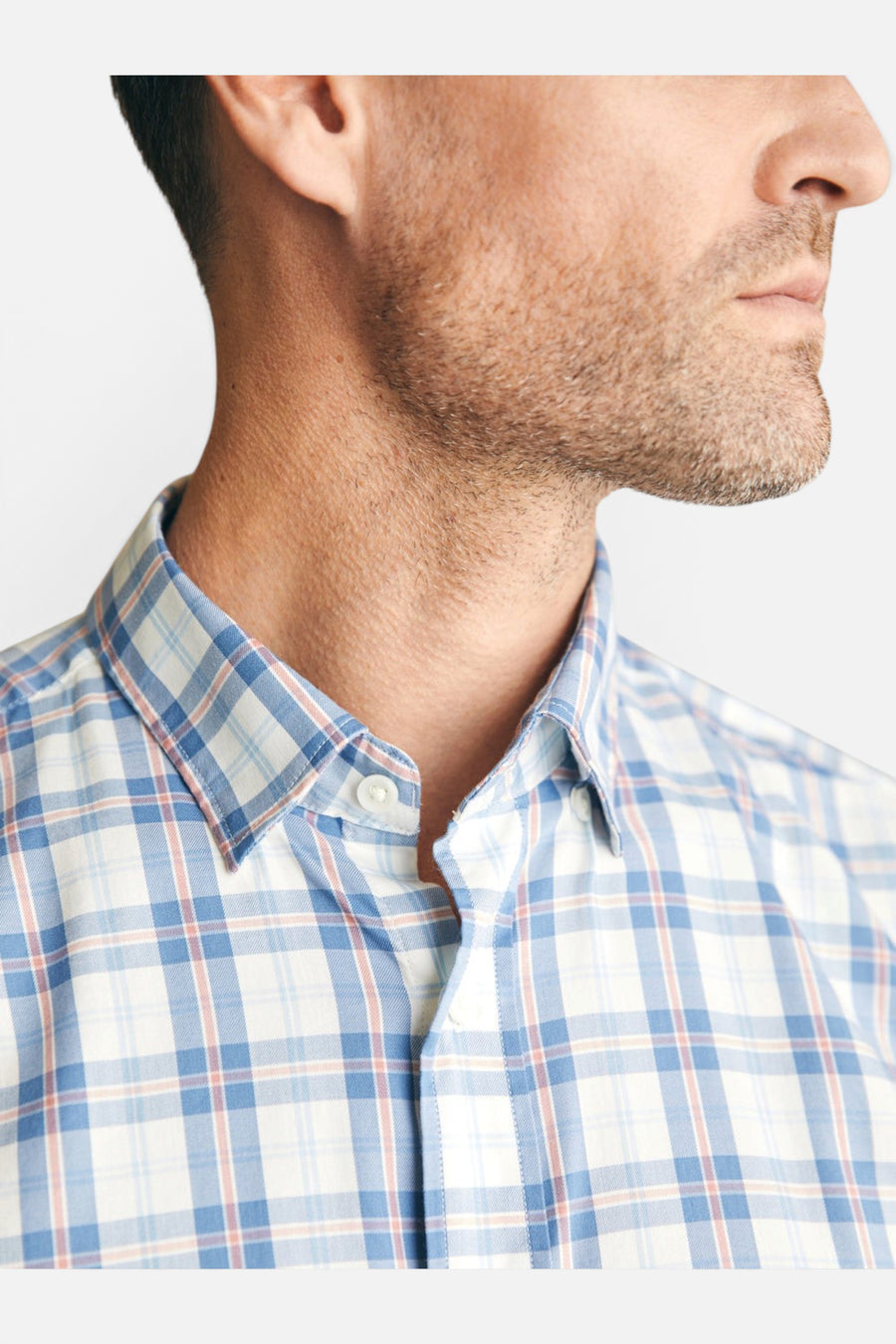 Faherty Movement Shirt in Spring Valley Plaid – side view