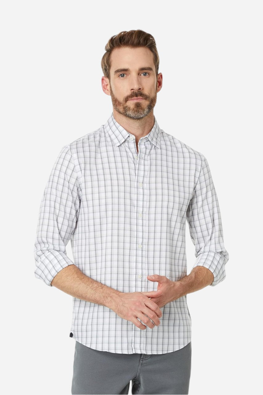 Faherty Movement Shirt in Winter Roads Plaid – back view