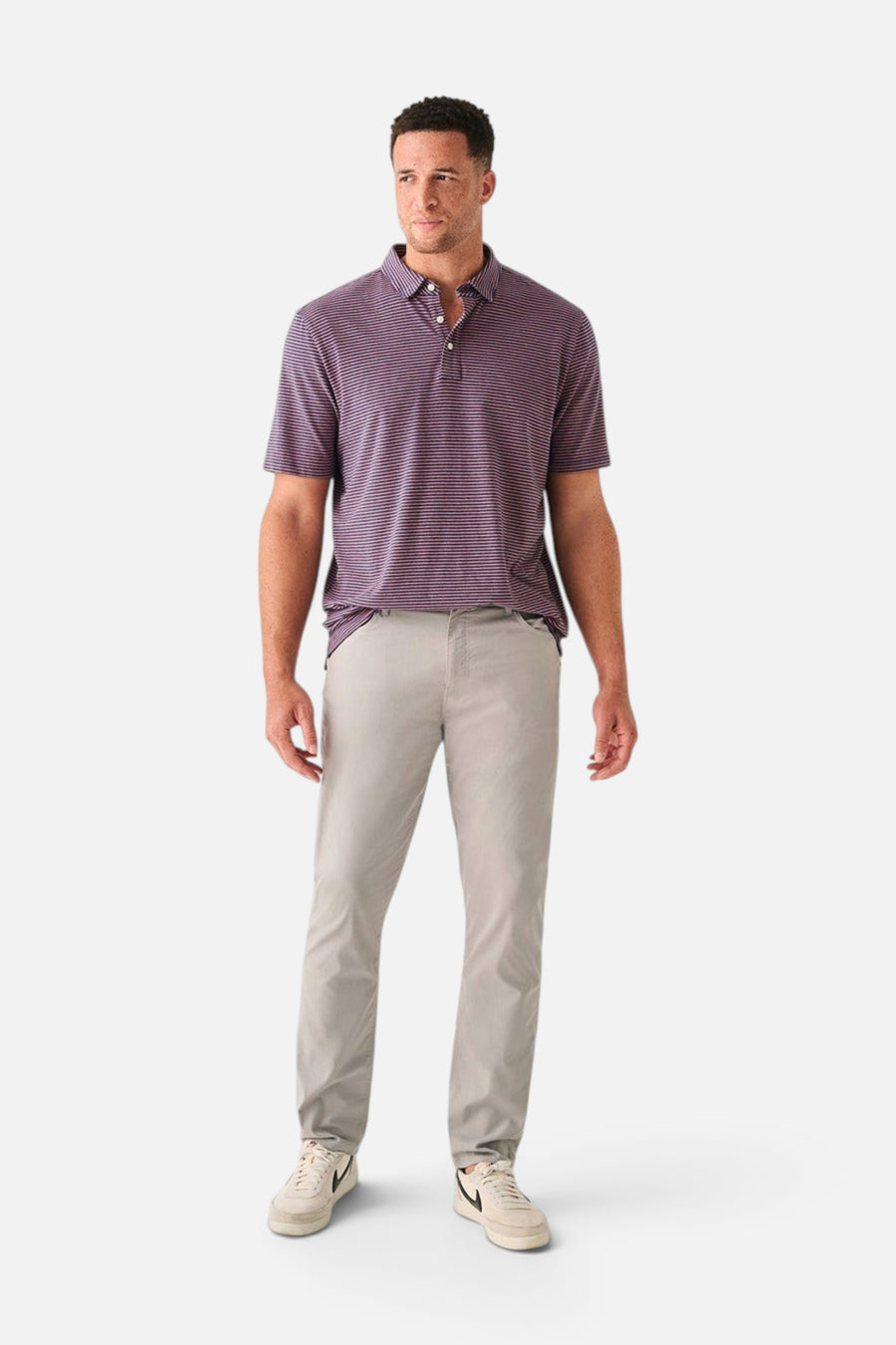 Faherty Movement™ Short-Sleeve Polo in Spring Storm Stripe – alternate