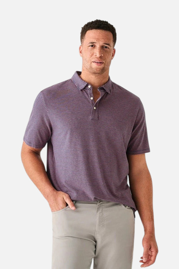 Faherty Movement™ Short-Sleeve Polo in Spring Storm Stripe