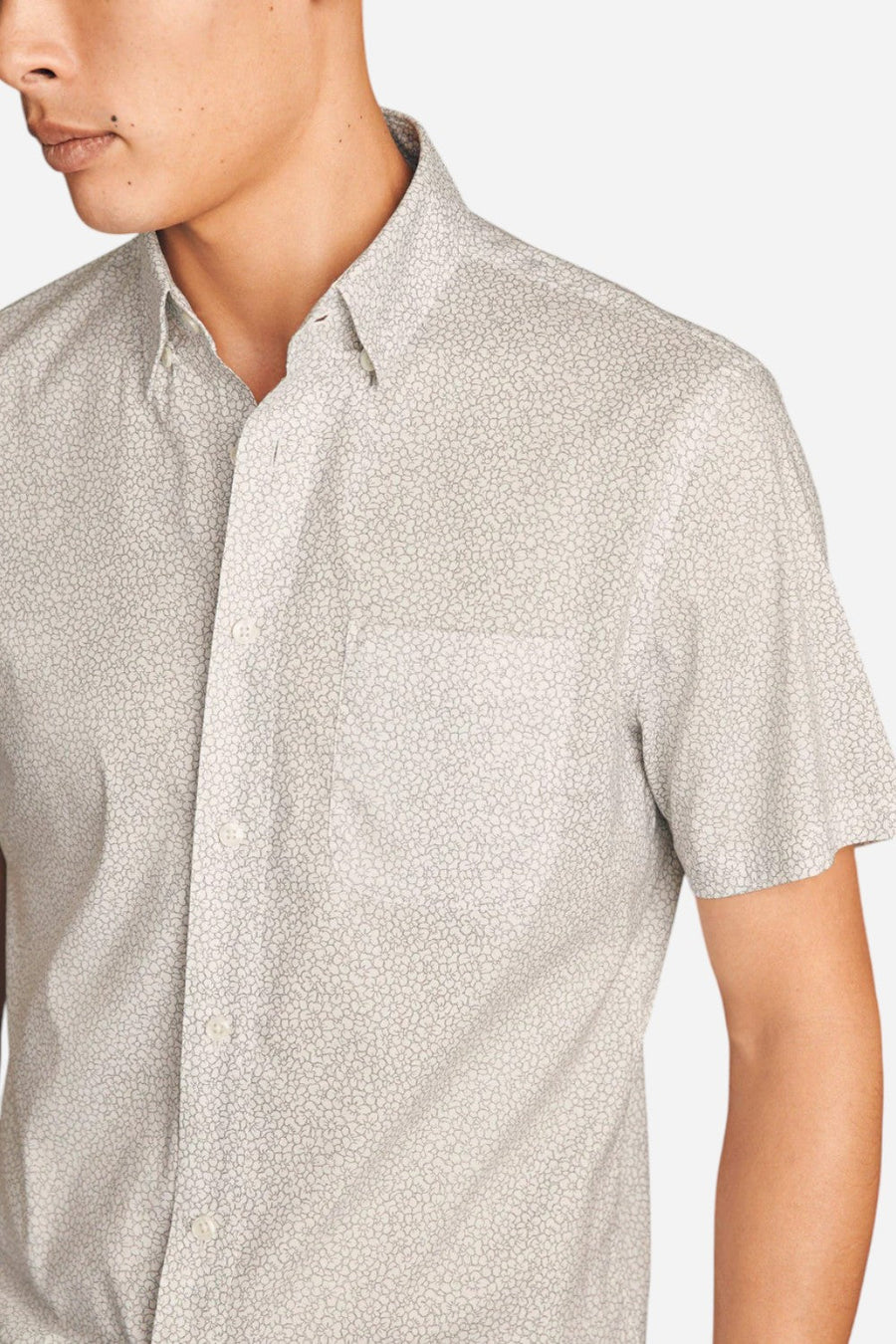 Faherty Movement Short-Sleeve Shirt in Ivory Cliff Floral – back view