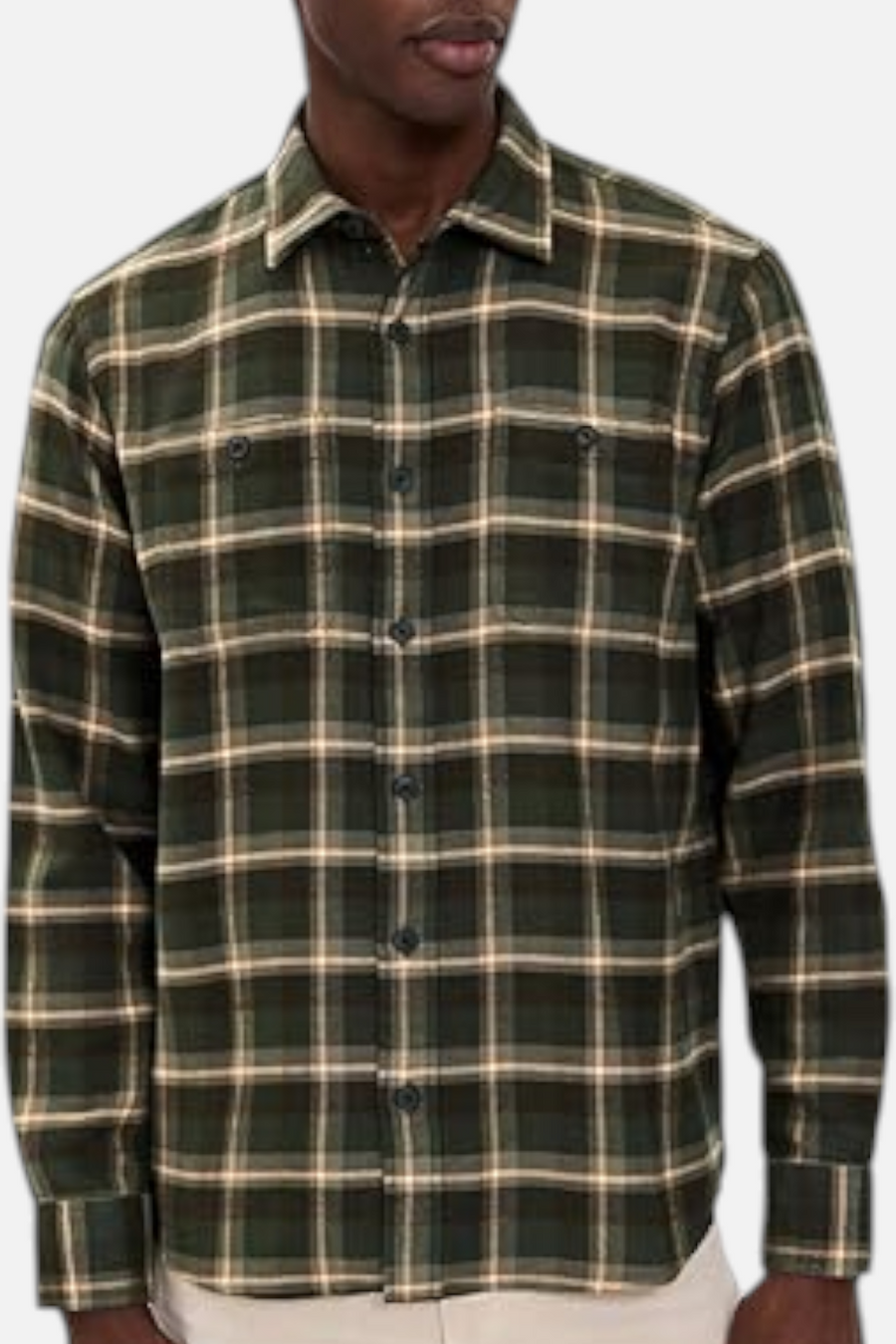 Faherty Nazare Flannel in Garret Verde – back view