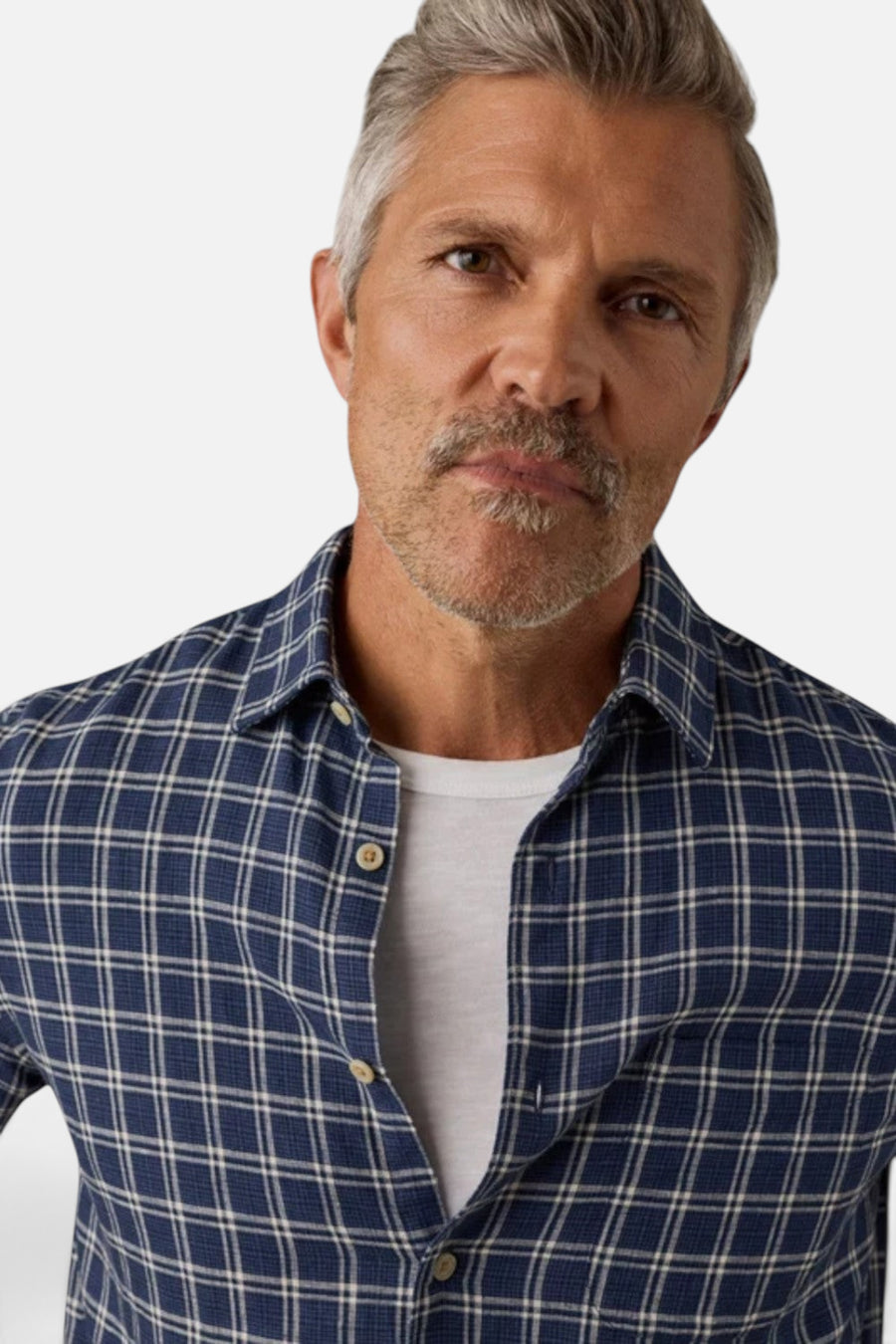 Faherty Palmetto Shirt in Midnight Coast Plaid – back view