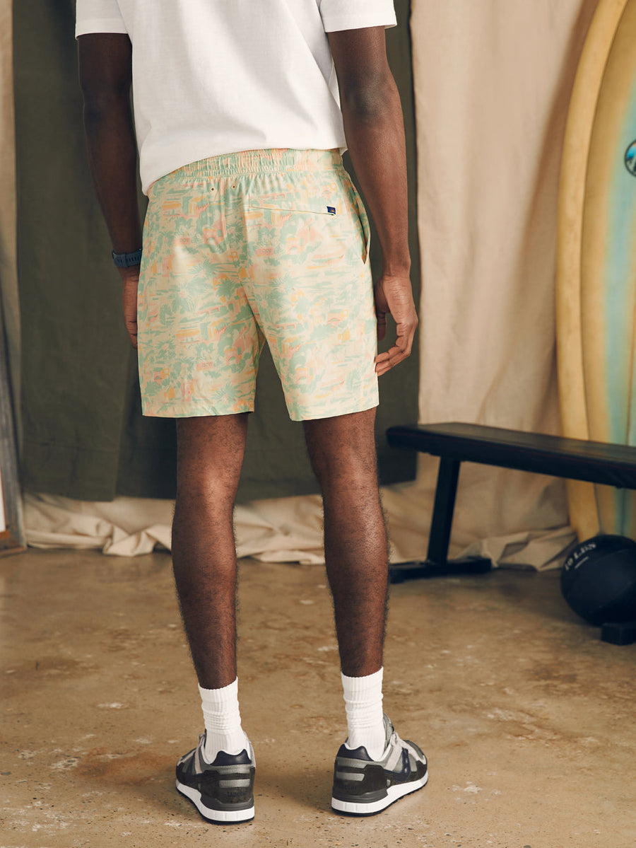 Faherty Shorelite Active Short 7" Inseam in Sunwashed Keywest – flat lay