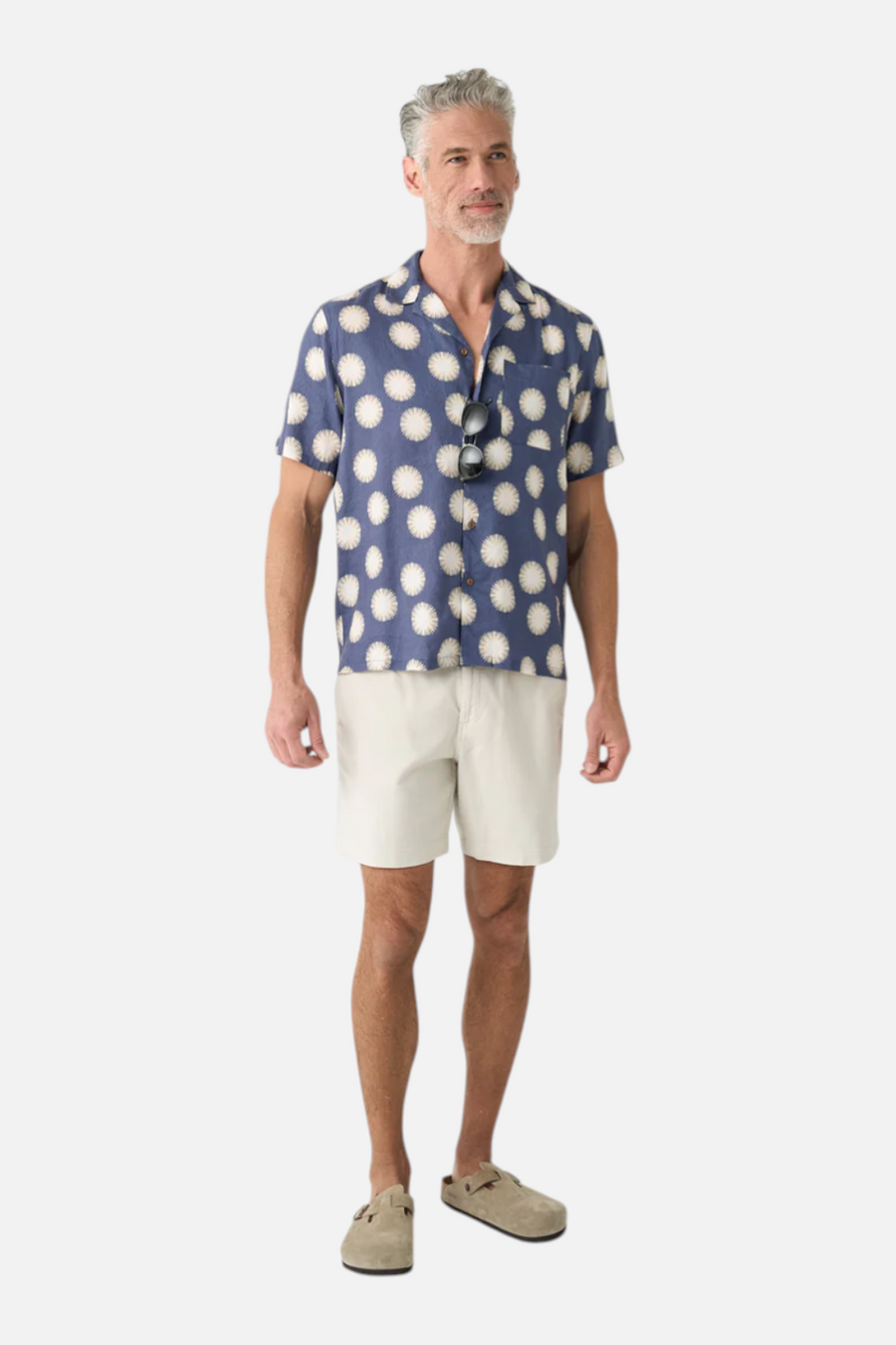 Faherty Short Sleeve Breeze Camp Shirt in Bright Night Fireworks – front view