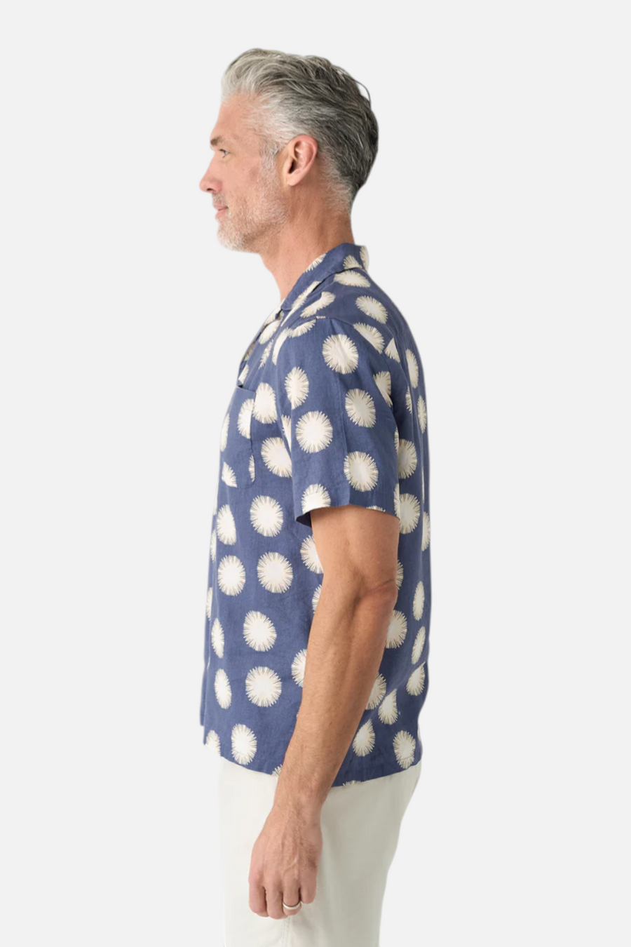 Faherty Short Sleeve Breeze Camp Shirt in Bright Night Fireworks – side view