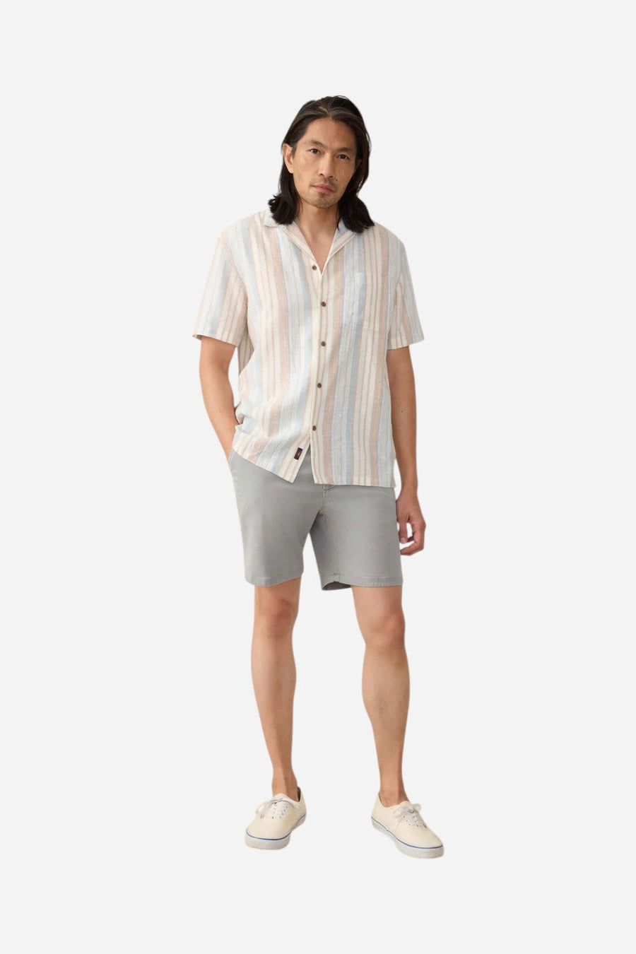 Faherty Short-Sleeve Breeze Camp Shirt in Golden Beach Stripe – alternate