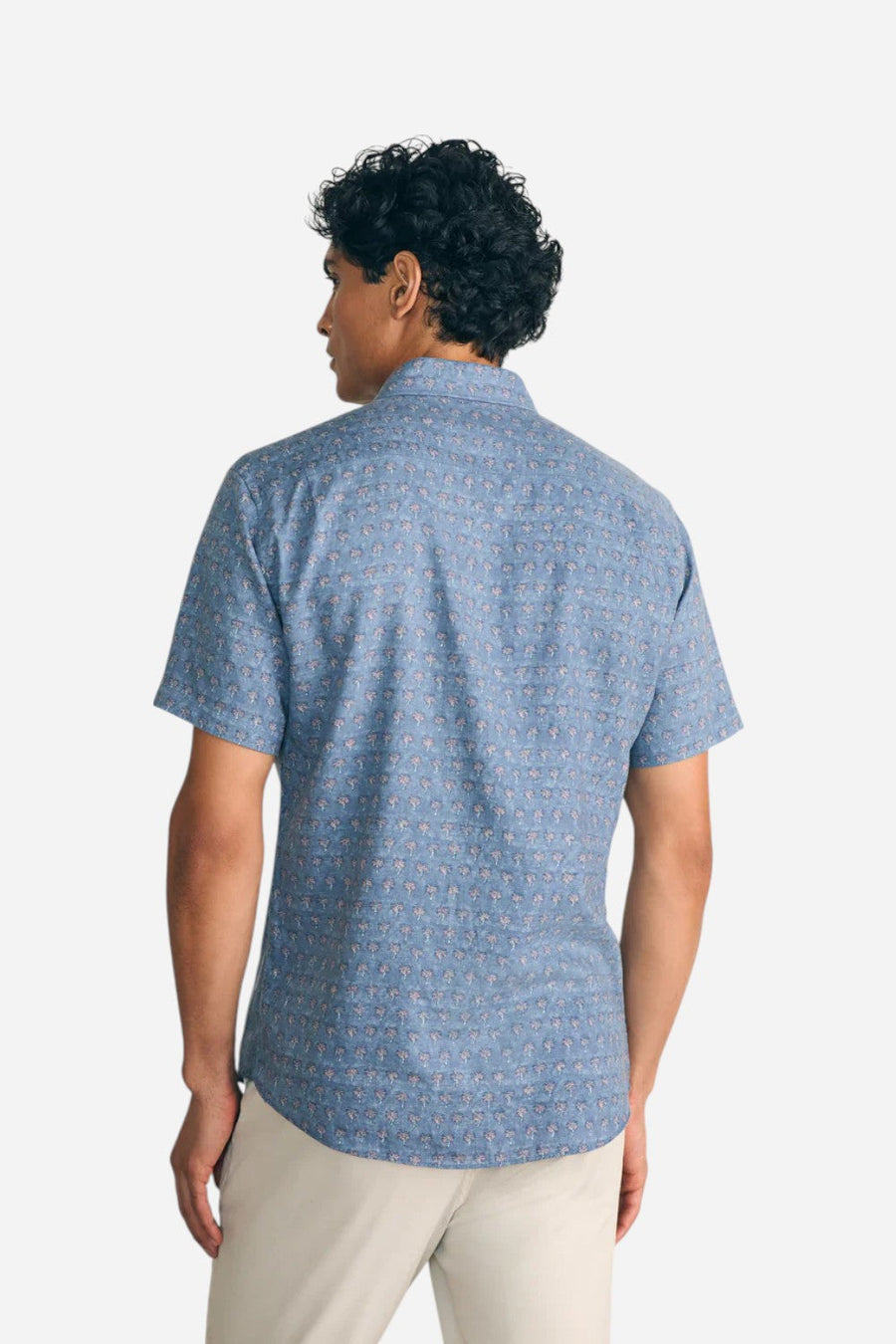 Faherty Short-Sleeve Breeze Shirt in Paradise Palm – back view
