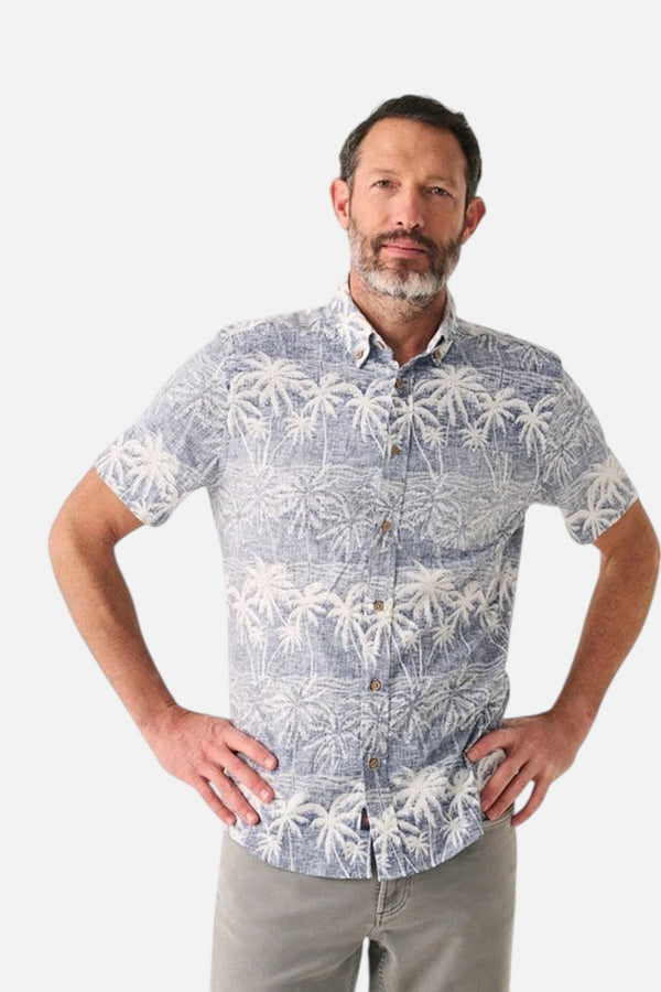 Faherty Short-Sleeve Breeze Shirt in South Palms Print