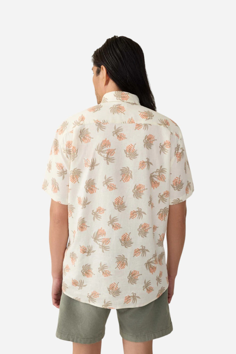 Faherty Short-Sleeve Breeze Shirt in Sunlit Palm & Waves – side view