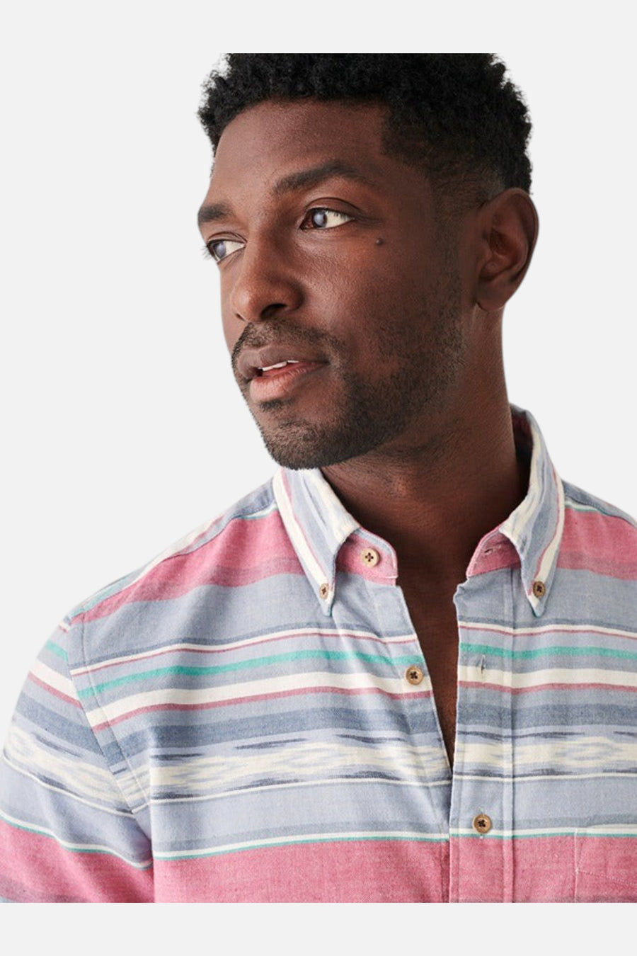 Faherty Short-Sleeve Coast Shirt in Western Wave Ikat – back view